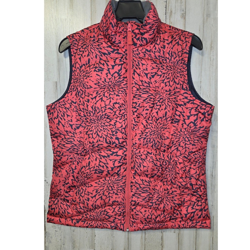 Lands' End women S Down insulated Floral Puffer Zip Vest jacket